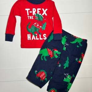 Carter’s Baby Boys Christmas Tree-Rex Dinosaur Pajama Set Size 12M